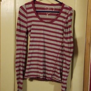 Grey and pink striped long sleeve